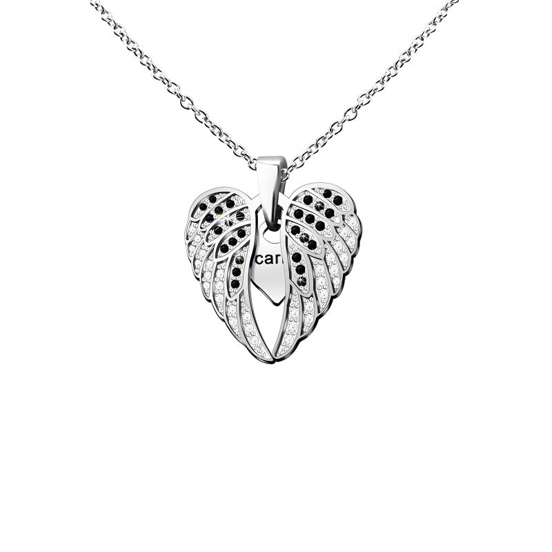 Angel Wing Heart Pendant Necklace - Custom Engravable Collarbone Chain Gift