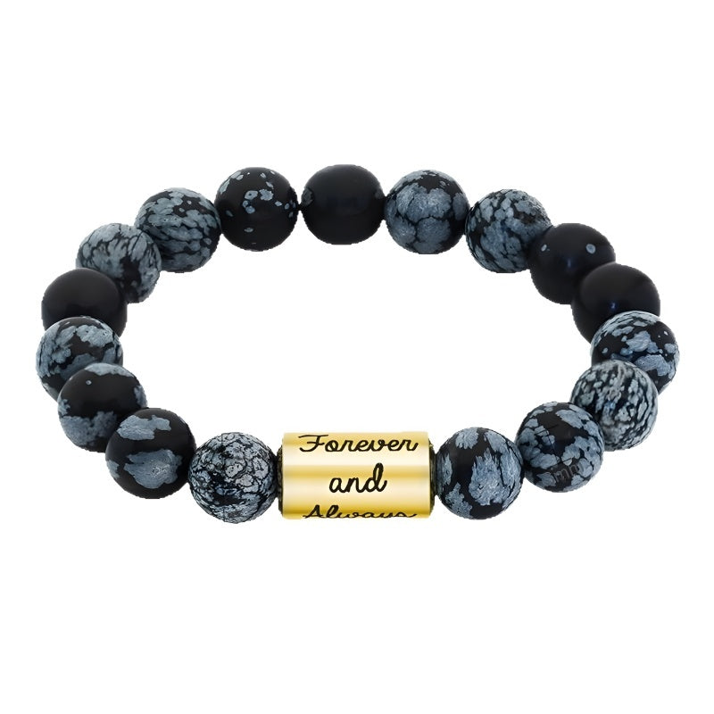Men's Healing Stone Bracelet - Custom Letter Beads & Black Obsidian (Boyfriend Gift)