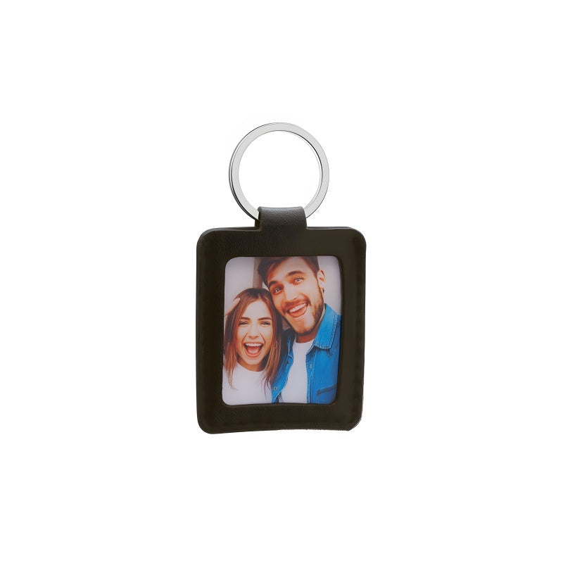 Leather photo frame keychain - customizable DIY printed couple photos