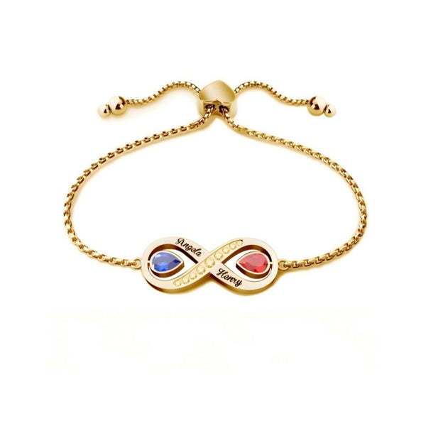 Matching His & Hers Birthstone Bracelets - Adjustable Infinity Design | Custom Couple's Gift