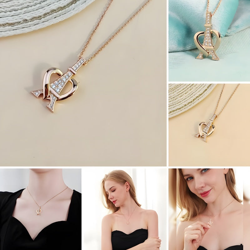 A-Shaped Diamond Necklace - Stainless Steel Collarbone Chain Fashion Jewelry for Women