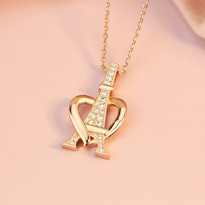 A-Shaped Diamond Necklace - Stainless Steel Collarbone Chain Fashion Jewelry for Women