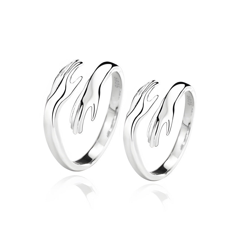 Adjustable Double Loop Couple Rings - Premium 925 Sterling Silver (Matching Bands)