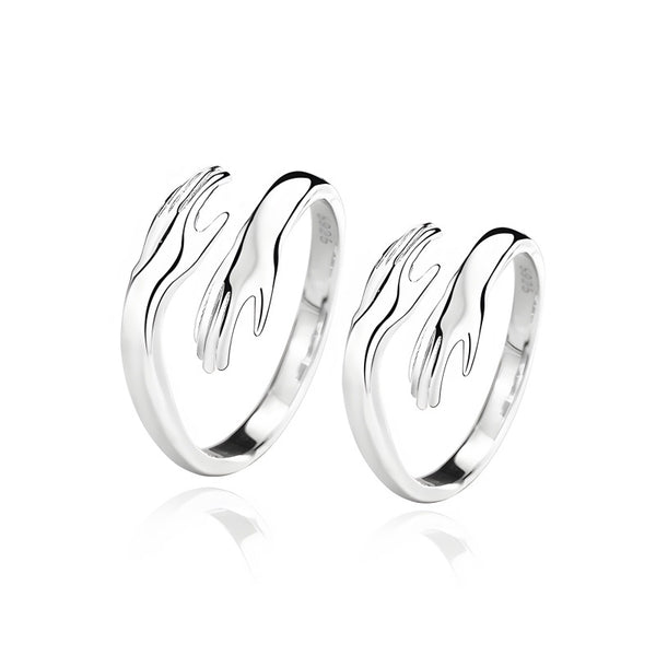 Adjustable Double Loop Couple Rings - Premium 925 Sterling Silver (Matching Bands)