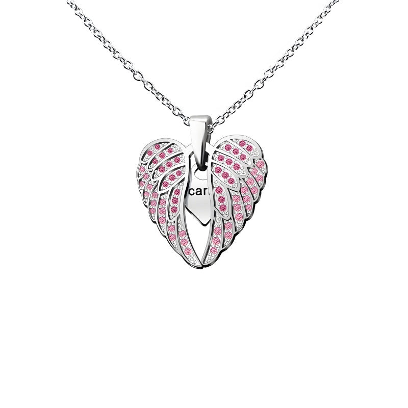Angel Wing Heart Pendant Necklace - Custom Engravable Collarbone Chain Gift