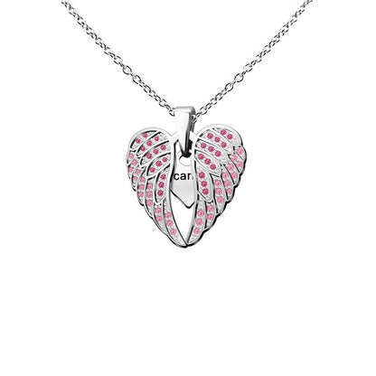 Angel Wing Heart Pendant Necklace - Custom Engravable Collarbone Chain Gift