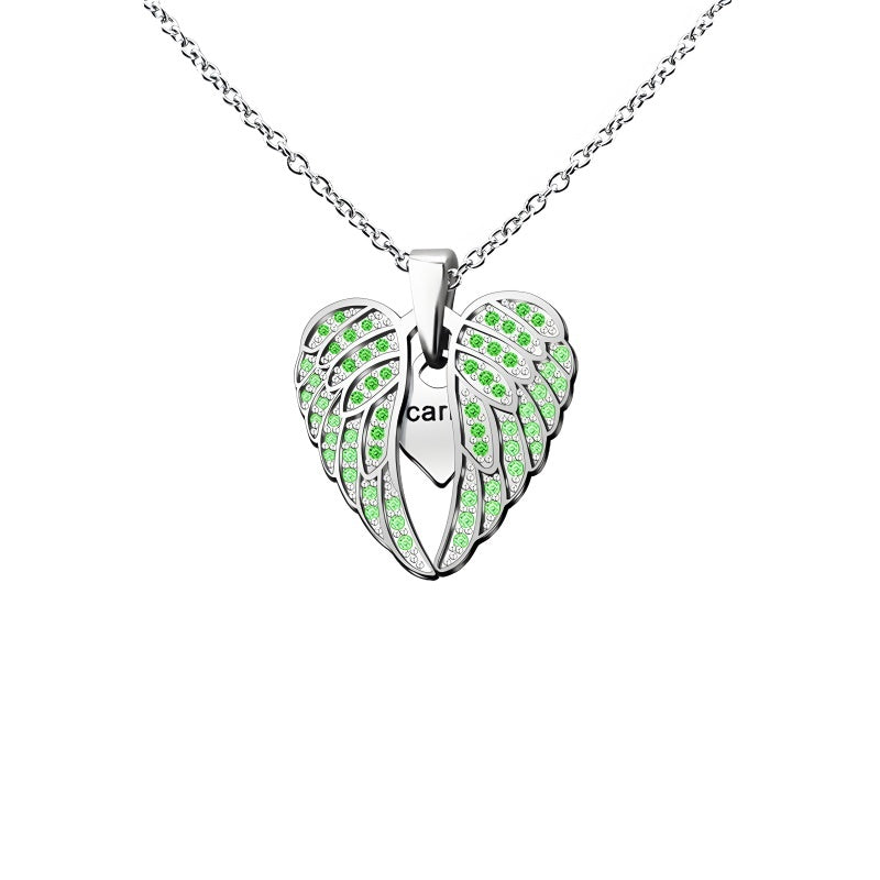 Angel Wing Heart Pendant Necklace - Custom Engravable Collarbone Chain Gift
