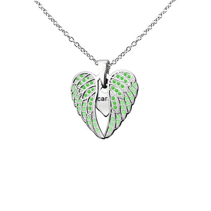 Angel Wing Heart Pendant Necklace - Custom Engravable Collarbone Chain Gift