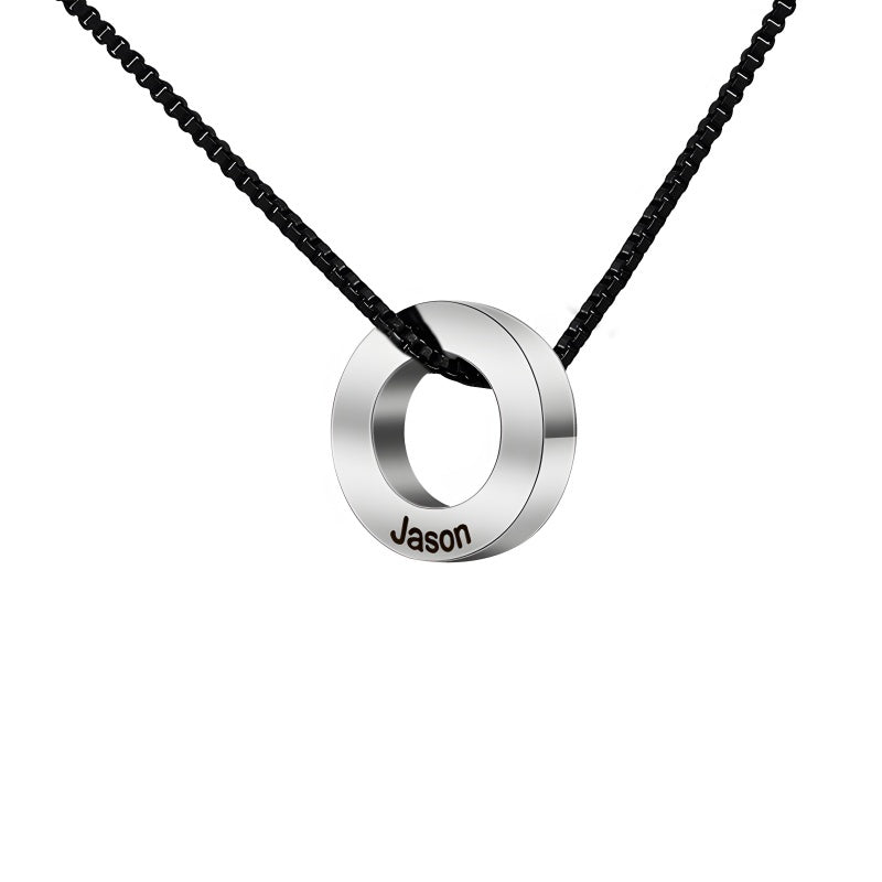 Custom Beaded Name Necklace for Men - Stainless Steel Minimalist Jewelry with Engraving