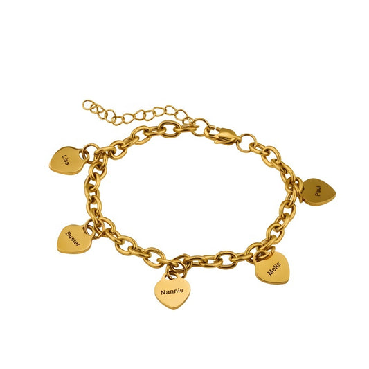 Custom Name Best Friend Bracelets - Gold Plated Heart Charm with Gift Box