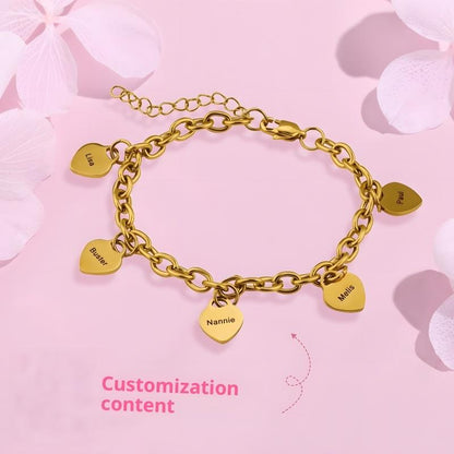 Custom Name Best Friend Bracelets - Gold Plated Heart Charm with Gift Box