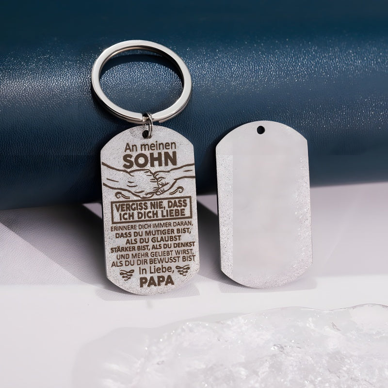 Custom Sandblasted Photo Keychain - Military Style Love Token with Personalized Engraving