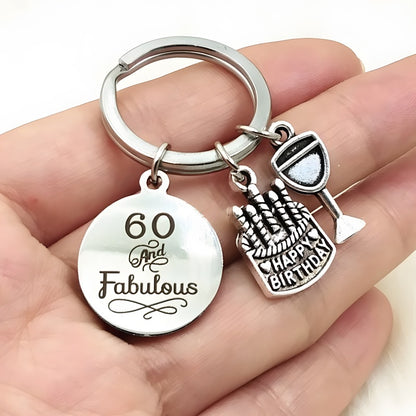 Custom Cake &amp; Wine Keychain - Personalized Anniversary Gift with Engraving, Romantic Couple Present