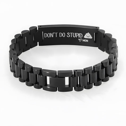 Custom Engraved Men's Bracelet - Personalized Slogan Stainless Steel Gift for Him