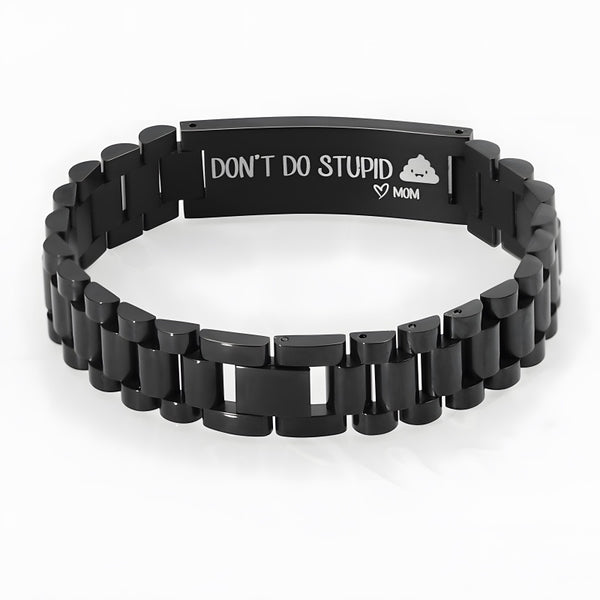 Custom Engraved Men's Bracelet - Personalized Slogan Stainless Steel Gift for Him