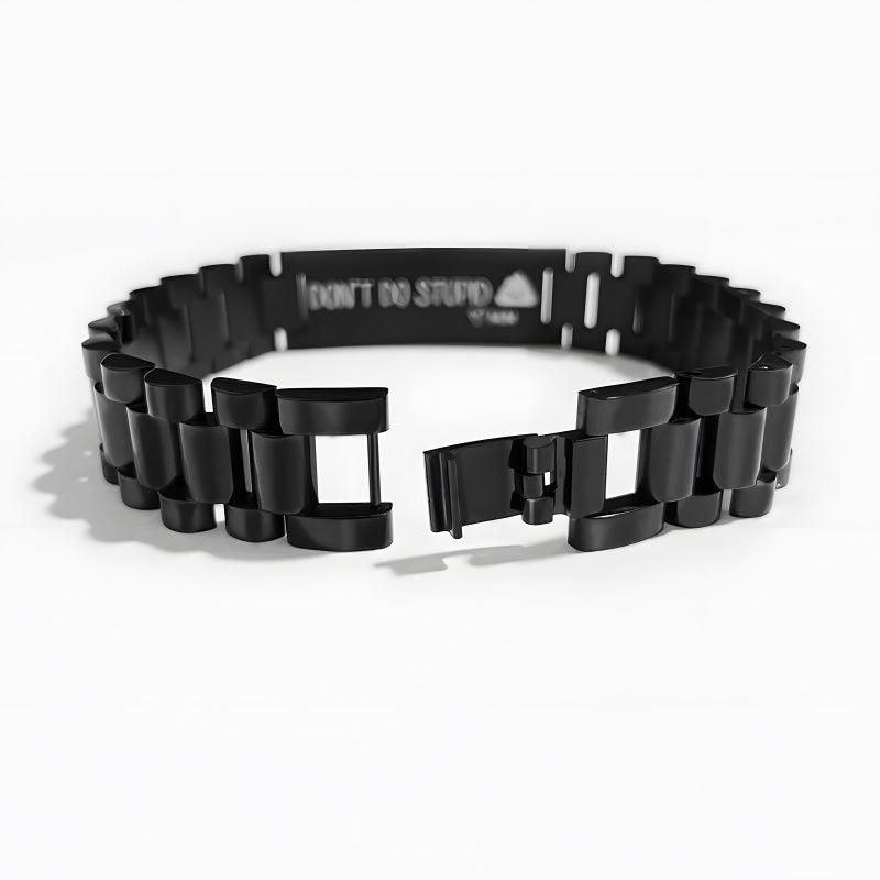 Custom Engraved Men's Bracelet - Personalized Slogan Stainless Steel Gift for Him