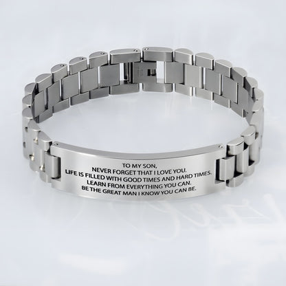 Custom Engraved Men's Bracelet - Personalized Slogan Stainless Steel Gift for Him