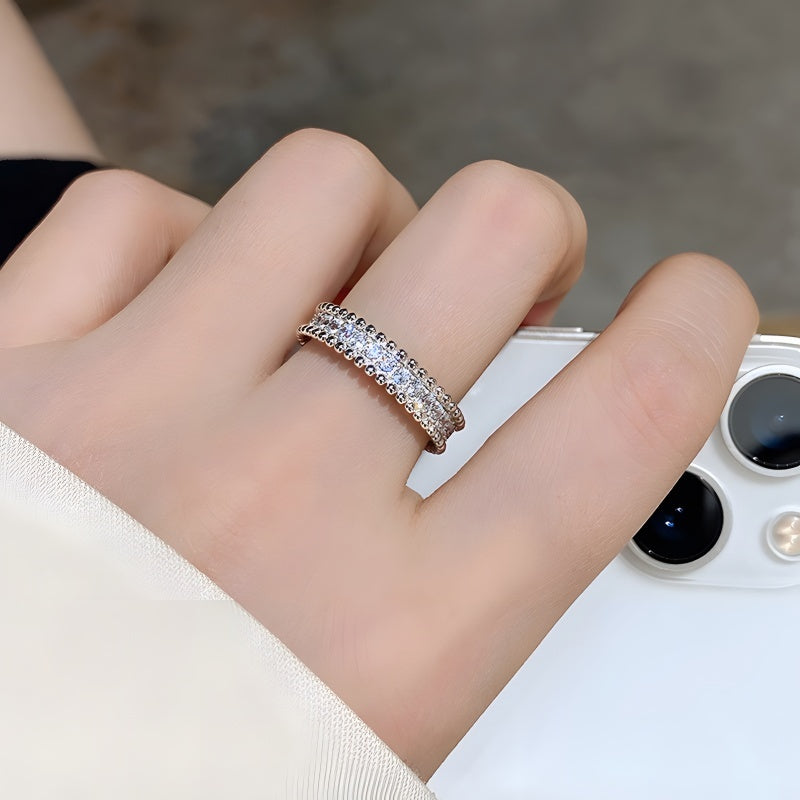 Botanical Moissanite Ring – 925 Sterling Silver (Luxury Adjustable Jewelry)