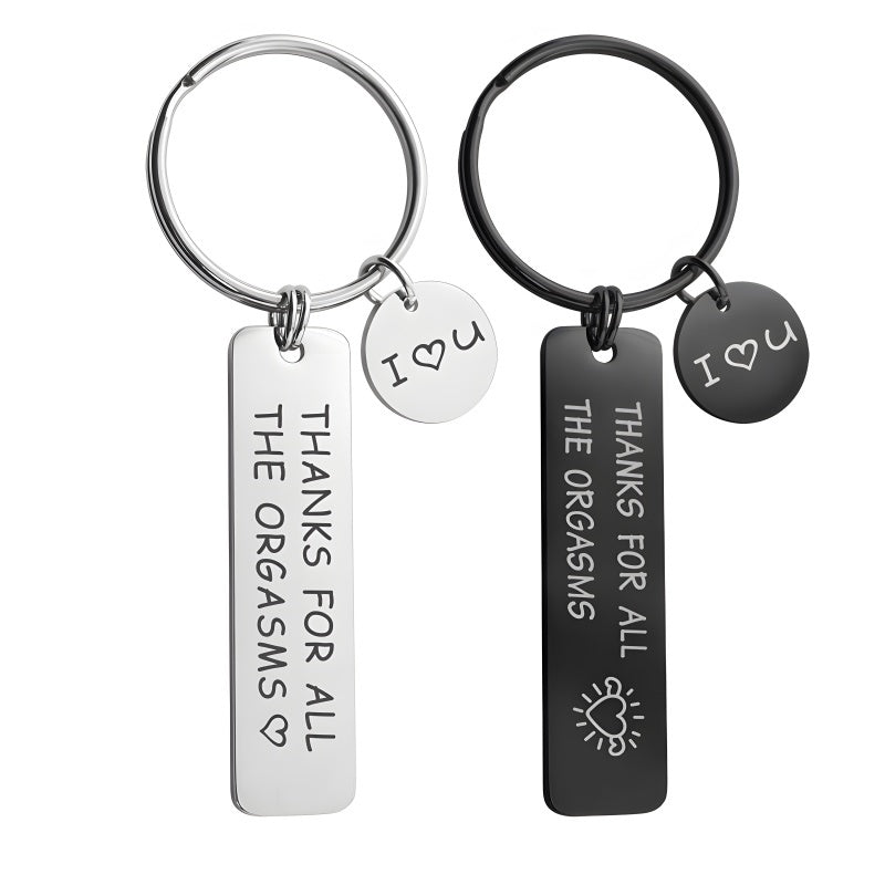 Personalized Stainless Steel Keychain for Him - Custom Engraved Romantic Gift with Coordinates &amp; Dates