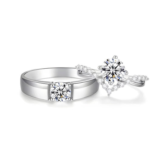 Celestial Moissanite Couple Rings - 925 Sterling Silver-Adjustable
