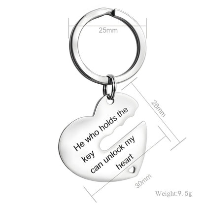 Custom Lock and Key Keychain Set - Personalized Couple Gift with Engraving, Romantic Promise Token