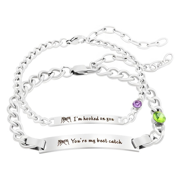 Personalized Birthstone Bracelet - Sterling Silver Plated | Girlfriend Anniversary Present
