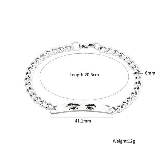 Custom Photo Engraved Couple Bracelet - Unisex Stainless Steel Bracelet - Anniversary & Couple Gift