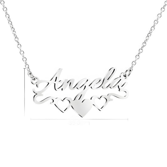 Personalized Nameplate Necklace - 18K Gold Plated Cut-out Letter Jewelry for Women