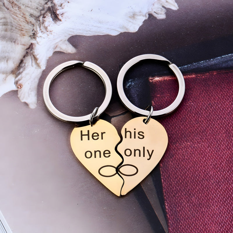 DIY Heart Keychain Set for Couples - Personalized Matching Keychains, Romantic Anniversary Gift