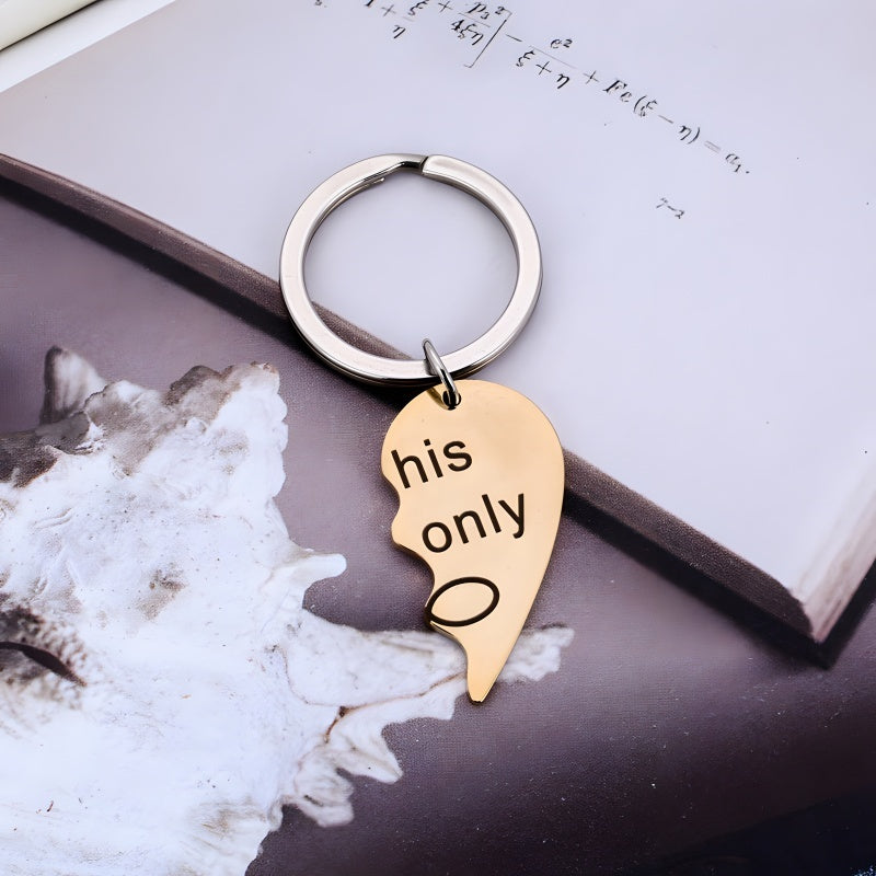 DIY Heart Keychain Set for Couples - Personalized Matching Keychains, Romantic Anniversary Gift