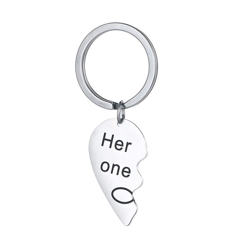 DIY Heart Keychain Set for Couples - Personalized Matching Keychains, Romantic Anniversary Gift