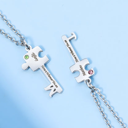 Diamond-Cut Key Pendant Necklace - Custom Engraved Stainless Steel Jewelry, A Gift for Her
