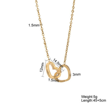 Engravable Double Heart Necklace, Bracelet, Anklet - Stainless Steel Valentine's Day Jewelry Gift