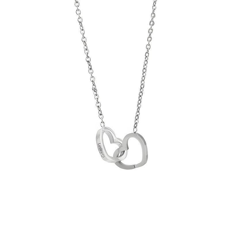 Engravable Double Heart Necklace, Bracelet, Anklet - Stainless Steel Valentine's Day Jewelry Gift