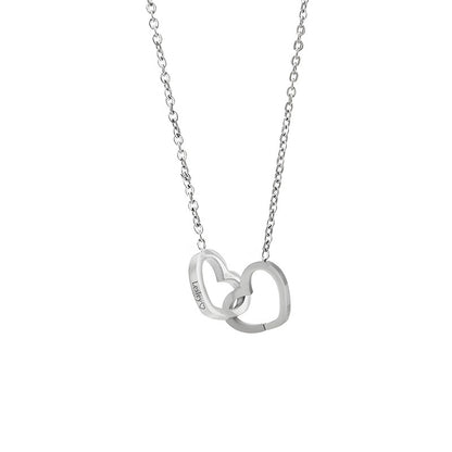 Engravable Double Heart Necklace, Bracelet, Anklet - Stainless Steel Valentine's Day Jewelry Gift