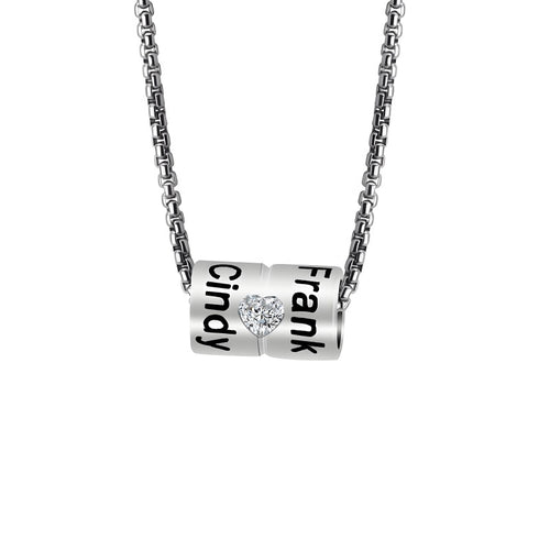 Diamond Heart Necklace - Engravable Valentine's Day Gift for Women