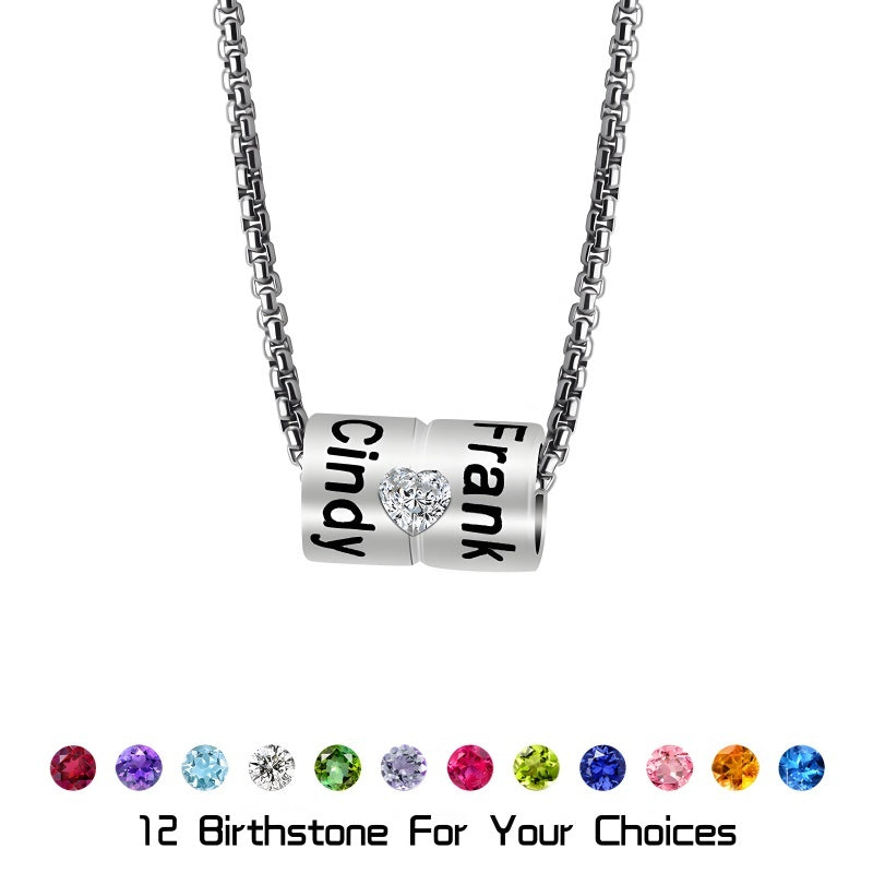 Diamond Heart Necklace - Engravable Valentine's Day Gift for Women