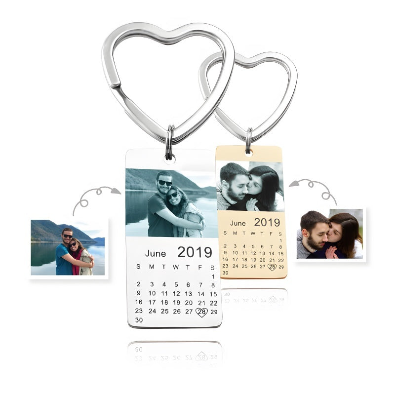 Keychain Set - Personalized Couple Gifts, Customizable with Engraved Photos, Romantic Tokens of Promise