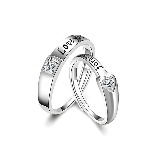 Heirloom Heart Couple Rings-Hand-925 Sterling Silver, Zirconia Accent