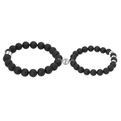 His & Hers Obsidian Bracelets - Magnetic Clasp & Protective Stone (Relationship Keepsake)