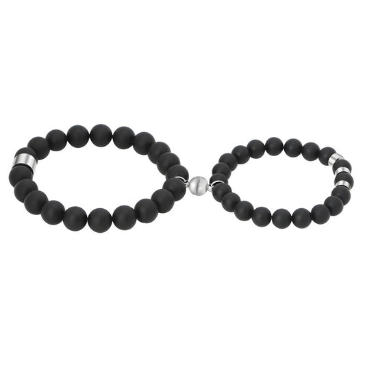His & Hers Obsidian Bracelets - Magnetic Clasp & Protective Stone (Relationship Keepsake)