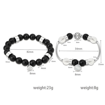 His & Hers Obsidian Bracelets - Magnetic Clasp & Protective Stone (Relationship Keepsake)
