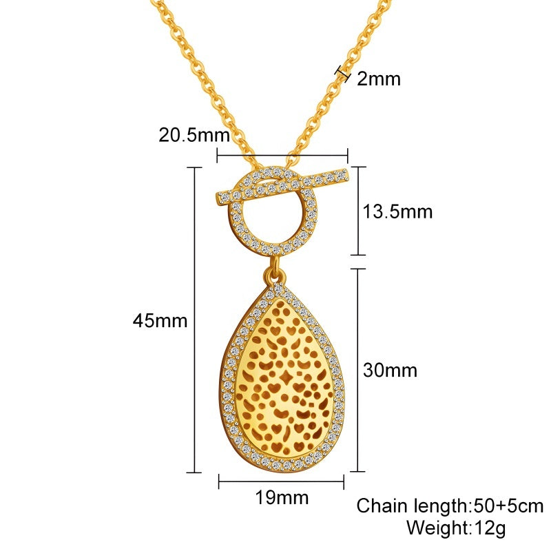 Hollow Teardrop Locket Necklace - Gold Plated Photo Pendant Women's Jewelry Gift