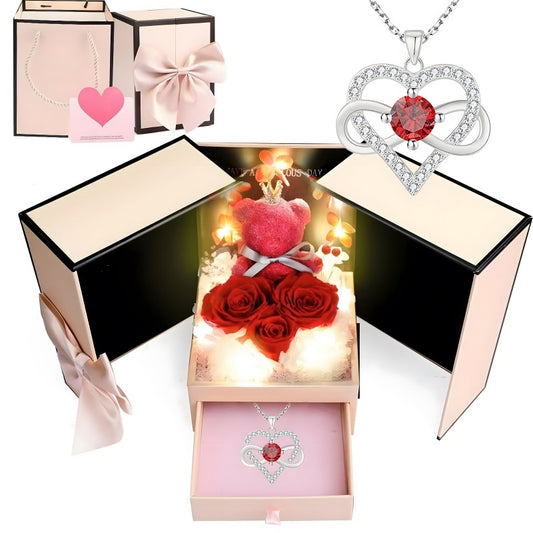 Infinity Heart Cubic Zirconia Pendant Necklace - Romantic 100 Languages Design, O-Chain Choker for Her