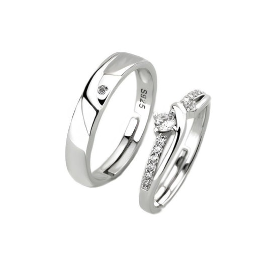 Couple Rings - Premium 925 Sterling Silver with Micro-Pave Zirconia