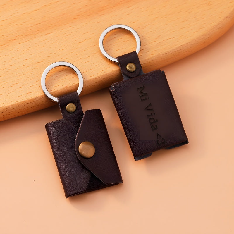 Customized photo keychains for couples - mini wallet design