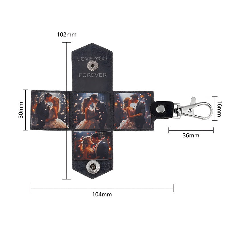 Customized photo keychains for couples - mini wallet design