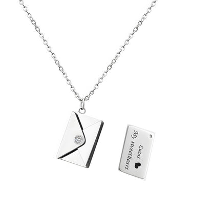 Personalized Love Letter Necklace - Engravable Envelope Pendant Romantic Gift