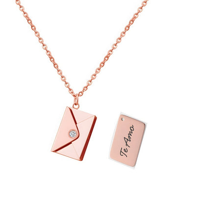 Personalized Love Letter Necklace - Engravable Envelope Pendant Romantic Gift
