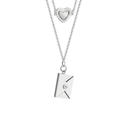Personalized Love Letter Necklace - Engravable Envelope Pendant Romantic Gift